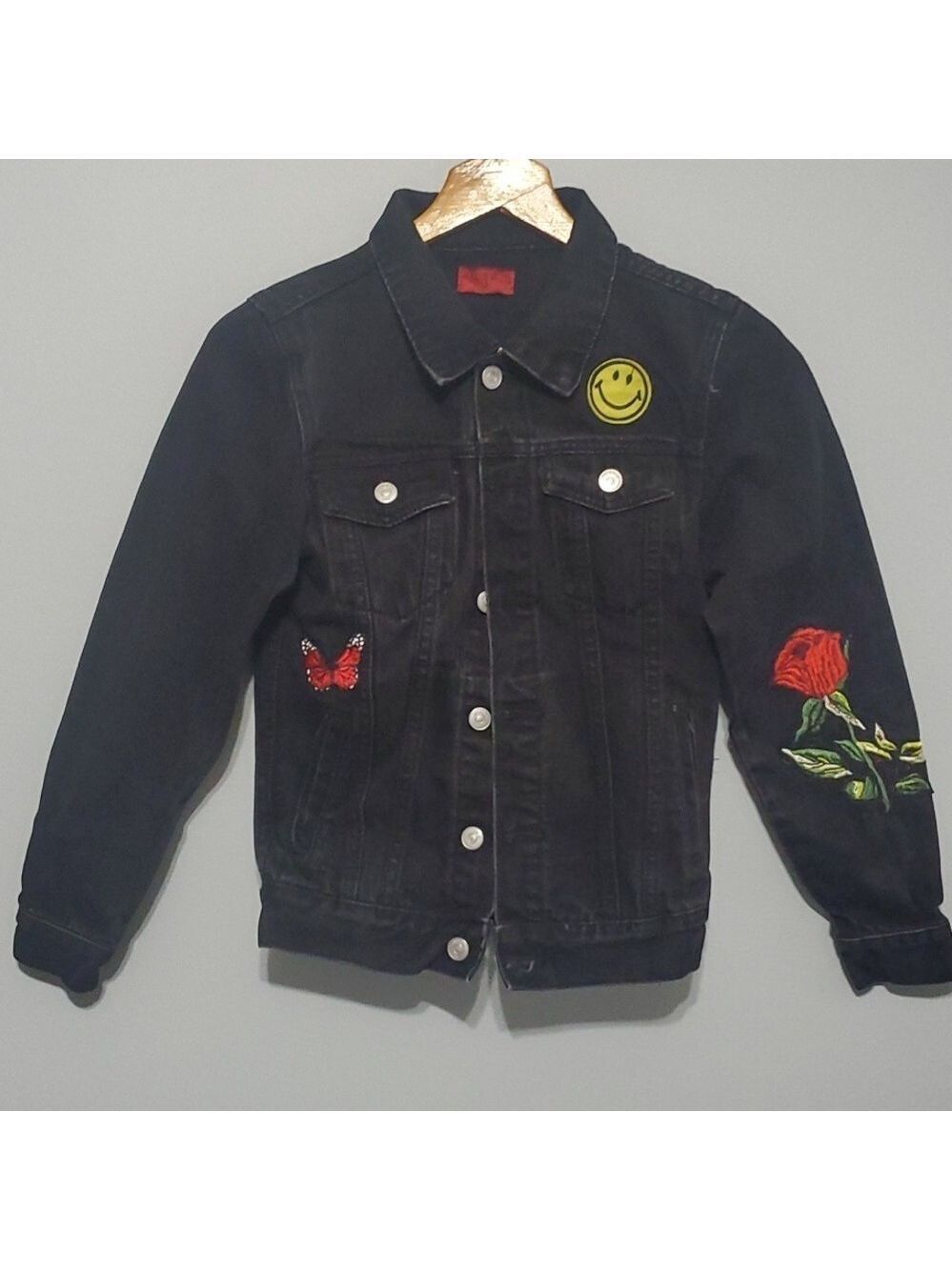 Haus of Jr jacket Girl's Size 3 years black Jeffery Space‎ Patch denim trucker